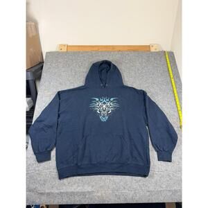 Vintage Sapphire Lounge Tribal Hoodie Sweatshirt Pullover Men's 2XL